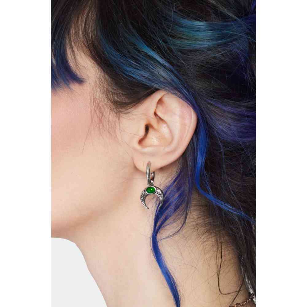 Jawbreaker - Crescent Moon Gemstone Oorbellen - Zilverkleurig